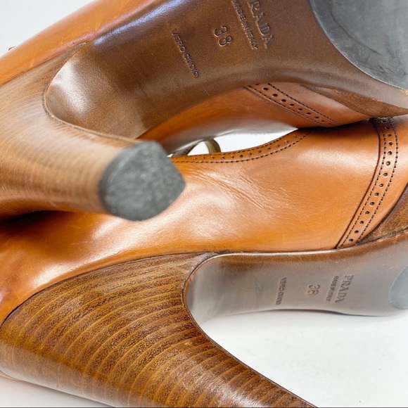 Prada Vintage Cognac Classic Almond Toe Platform - Picture 12 of 12